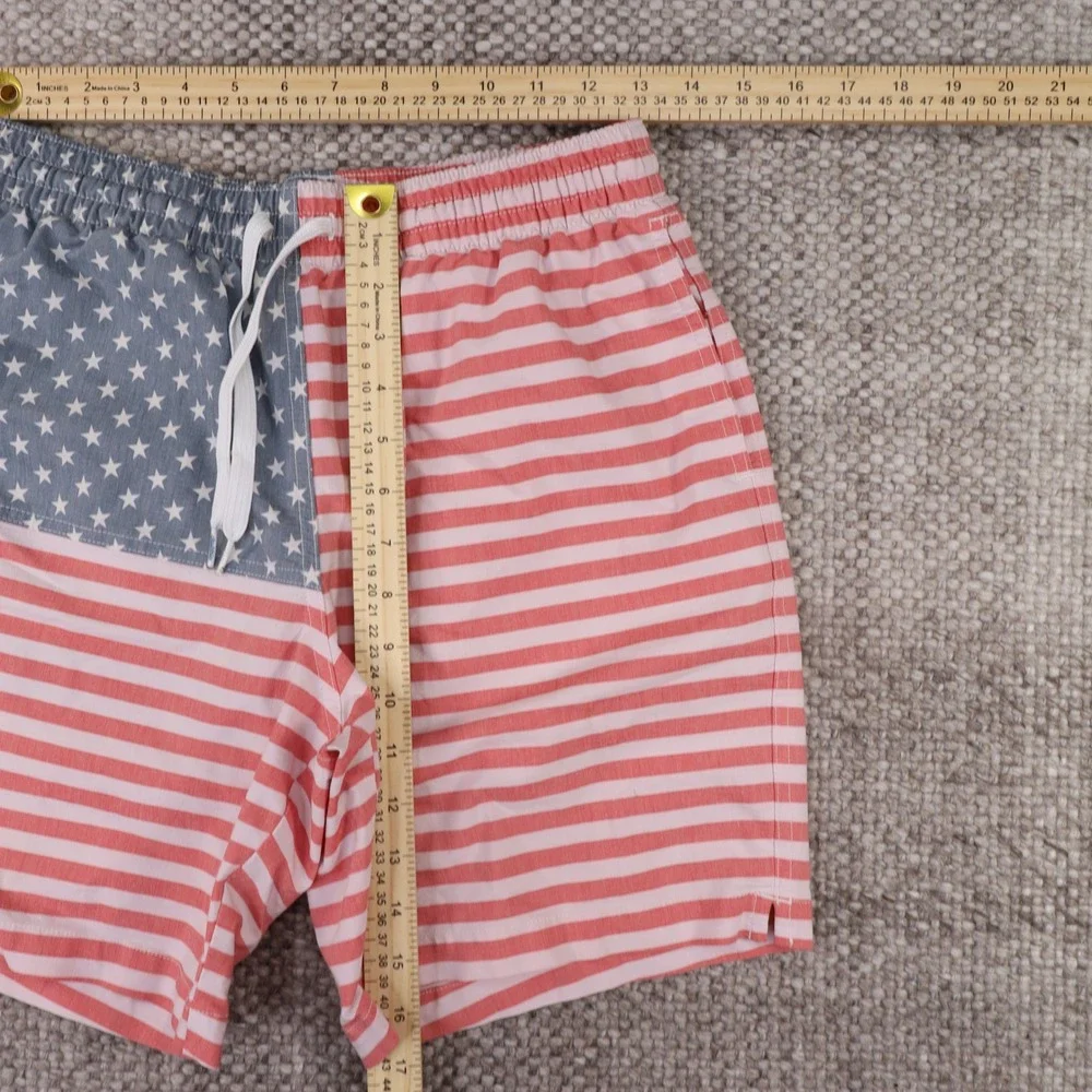 Chubbies Swim Trunks Mens Medium Red White Blue Excellent American Flag 7 Inseam